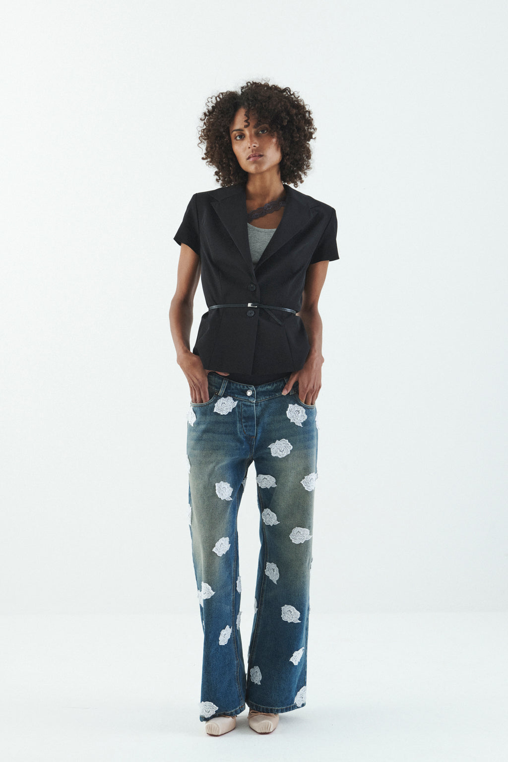 TAILORED JACKET W/ LEATHER BELT