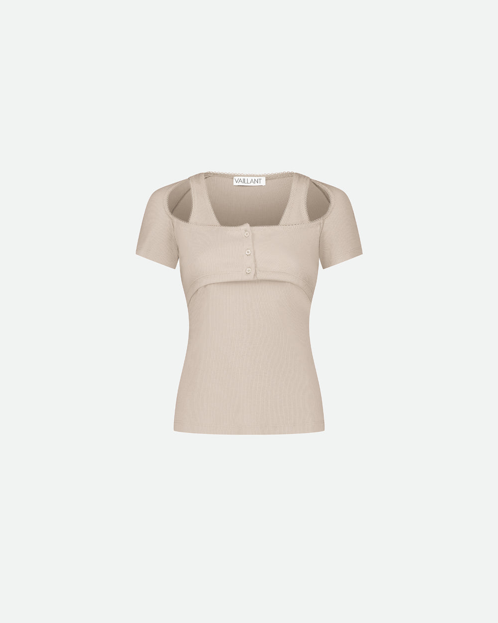 FITTED T-SHIRT WITH BRALETTE & PICOT TRIM DETAILS
