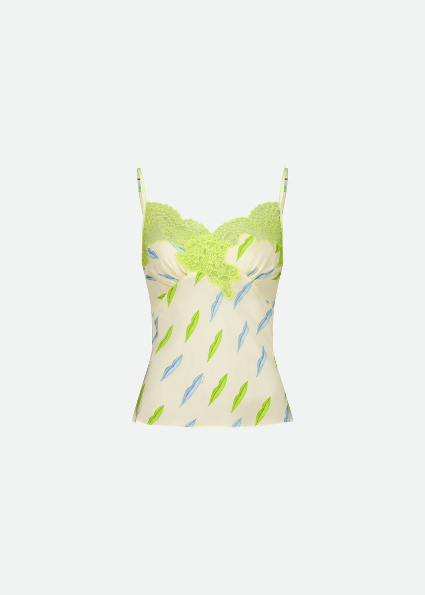 SIGNATURE LACE TOP LIPS PRINT