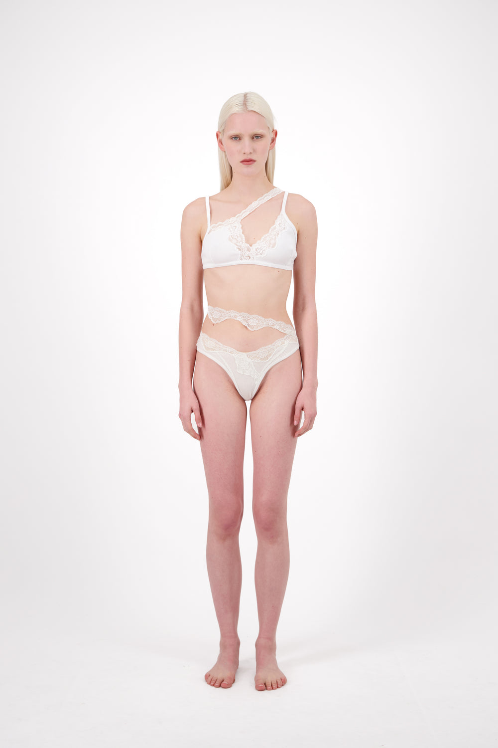 RIBBED JERSEY BRA W/ ASYMMETRIC LACE TRIM - Vaillant Studio