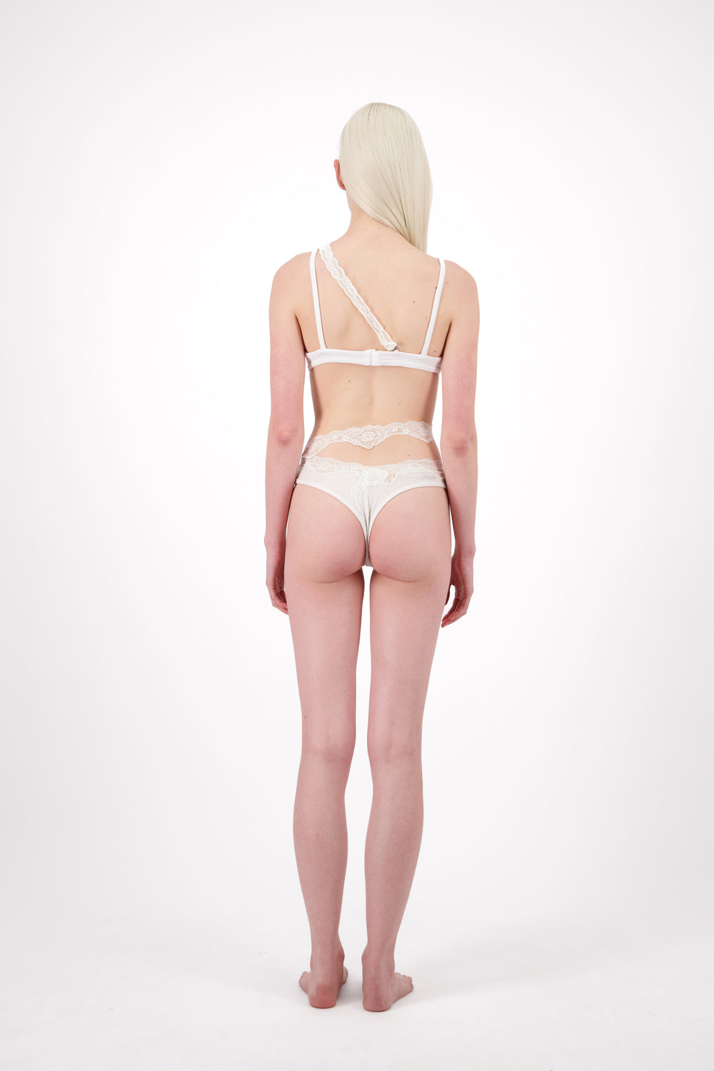 RIBBED JERSEY BRA W/ ASYMMETRIC LACE TRIM - Vaillant Studio