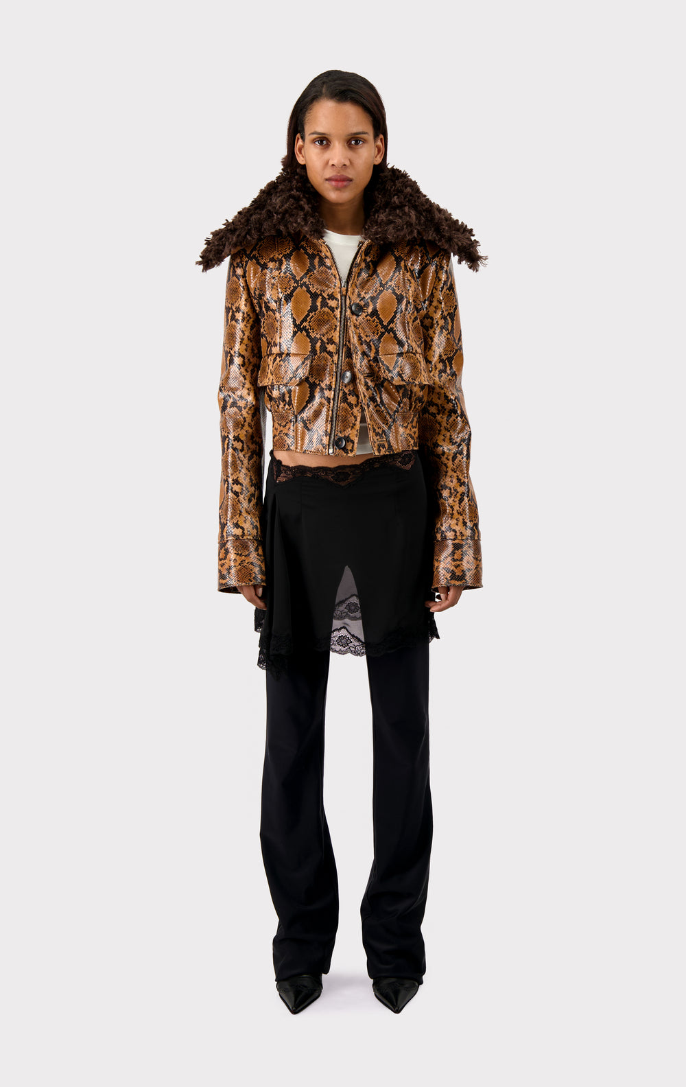 Faux Python Blouson with Double Opening - 2 left