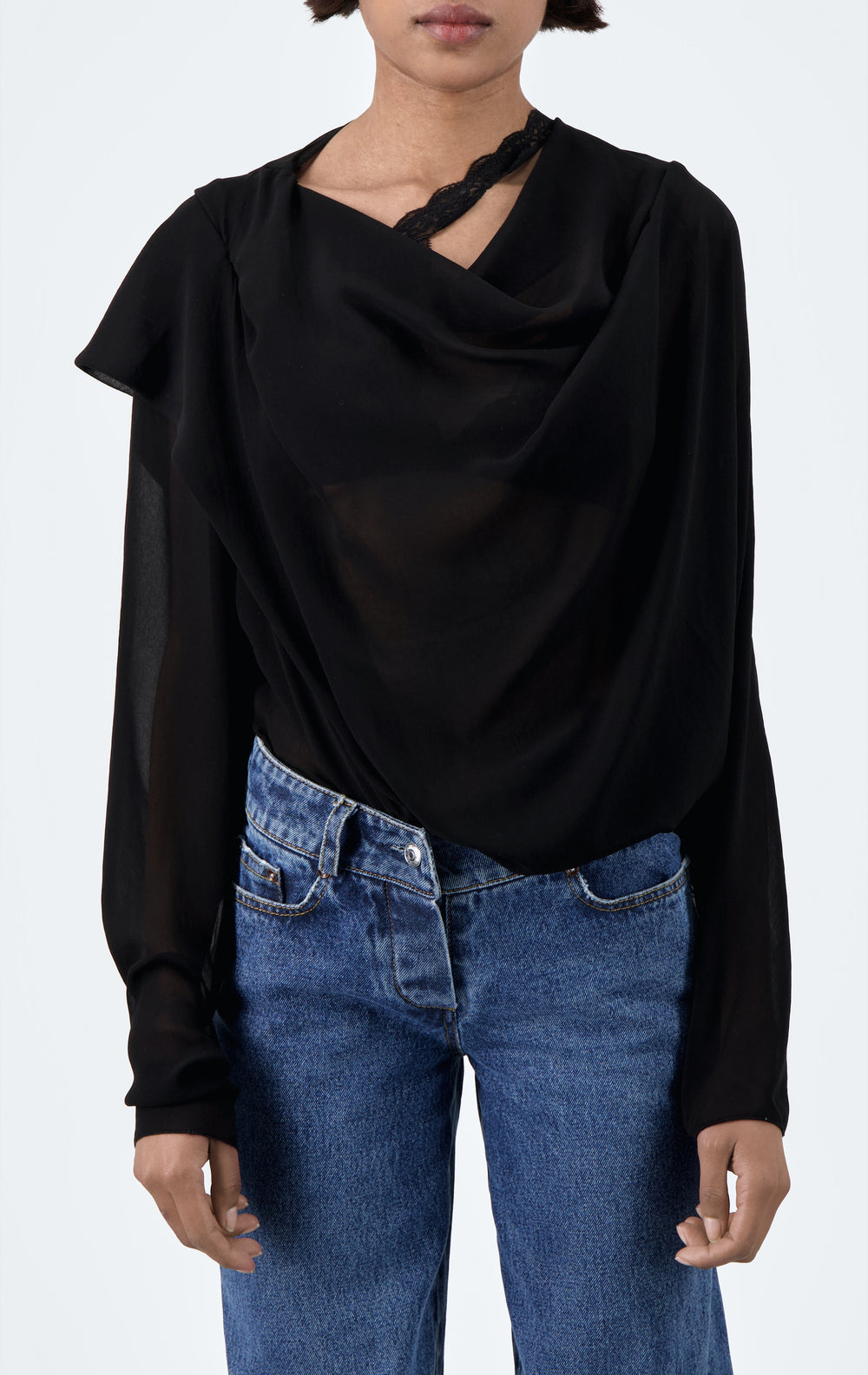 Draped Top with Long Sleeves